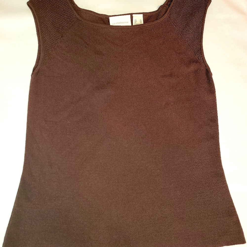 Liz claiborne brown top knit XL